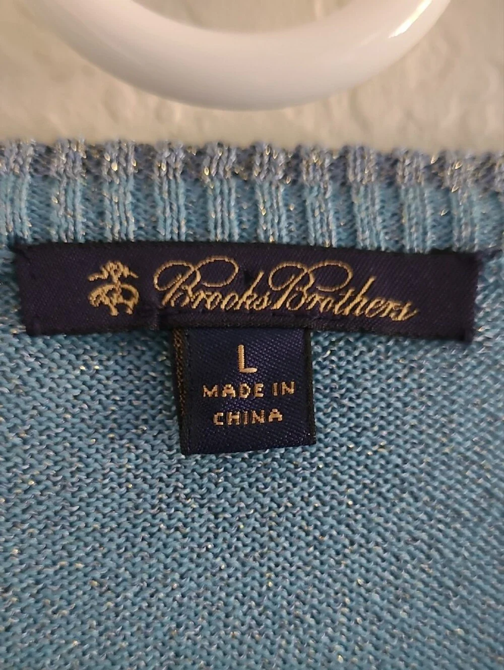 Brooks Brothers Light Blue Sparkle Button Cardigan. Sz  L. Like New Grandma Core